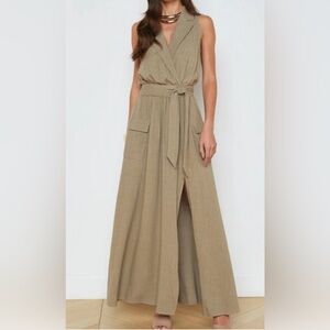 L'AGENCE Mayer Military Linen Blend Wrap
Dress Covert Green Sz L NWT